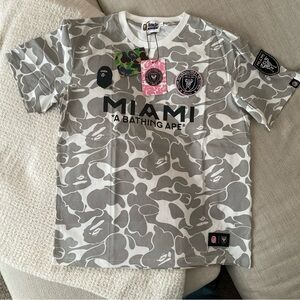 Bape Miami Camo Short Sleeve Tee in Gray & White